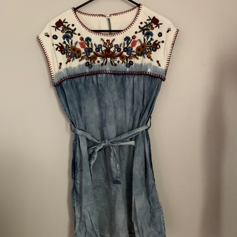 LAST DAY AVAILABLE! Embroidered Jean Dress
